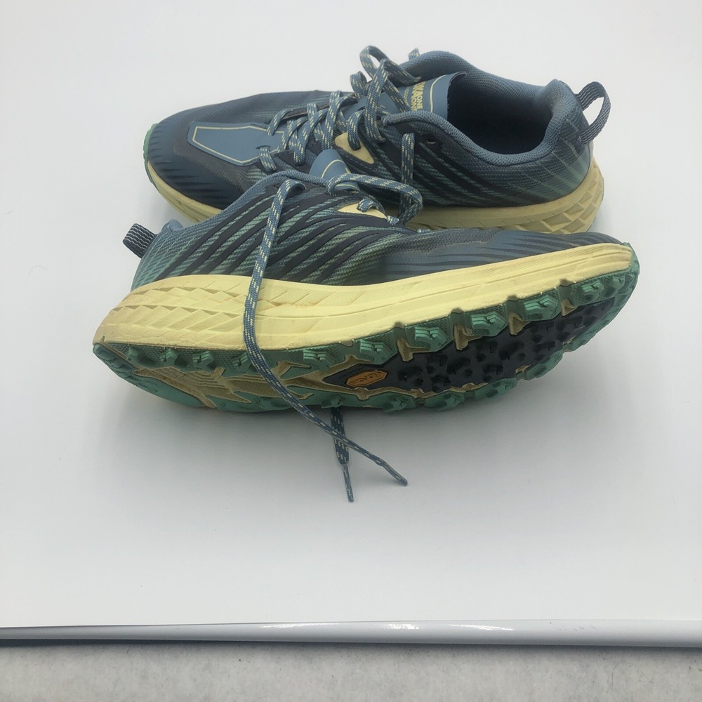 Hoka One Womens Running Shoes W Speedgoat 4 Size 9B Joggers Blue Yellow Vibram - Picture 12 of 16
